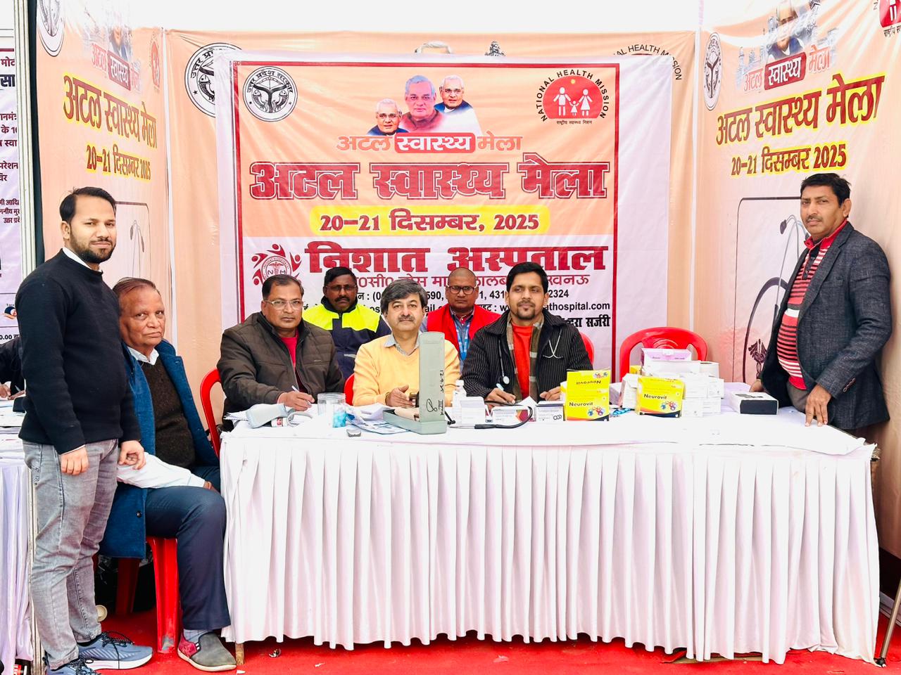 Doctors and healthcare staff at a public health camp providing medical services during a community health fair